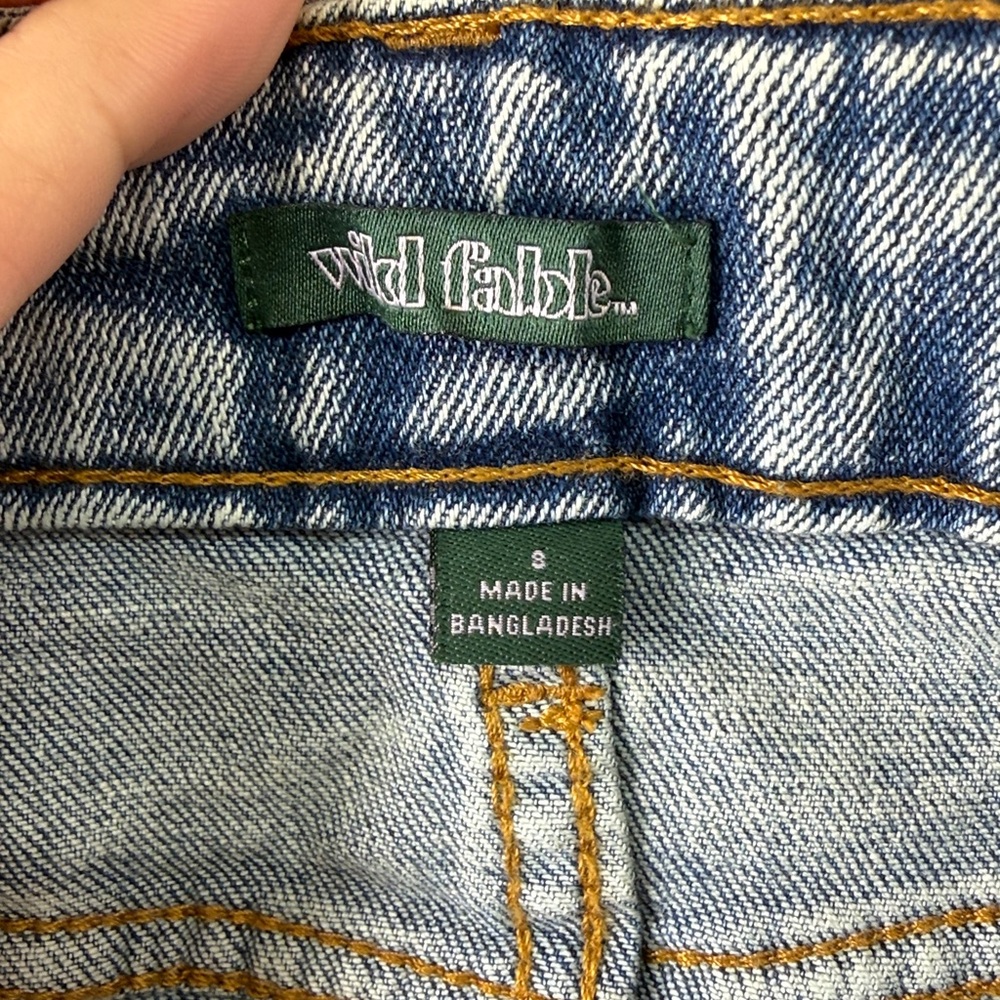 Wild Fable Blue Jean Denim Mini Skirt Distressed Womens 8 - Picture 4 of 6